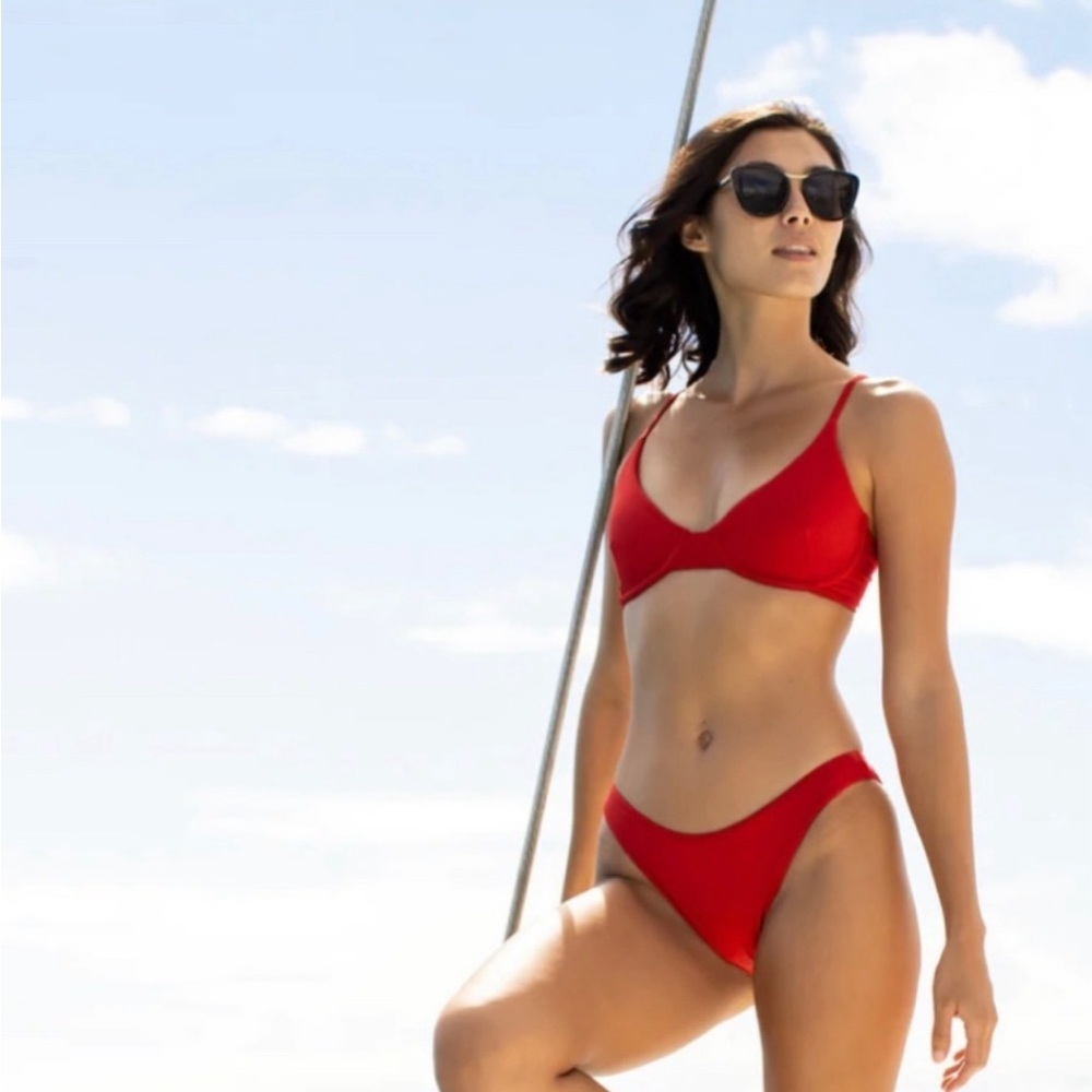 NEW! Kenny Flowers THE CALI Sporty Bikini Bottom Red SZ S, XS